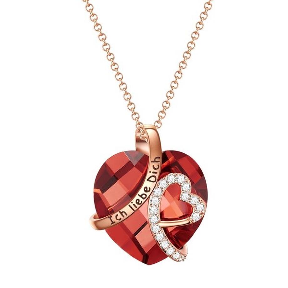 Rafaela Donata  Femme Collier tendance Coeur avec citation "Ich liebe Dich" 
