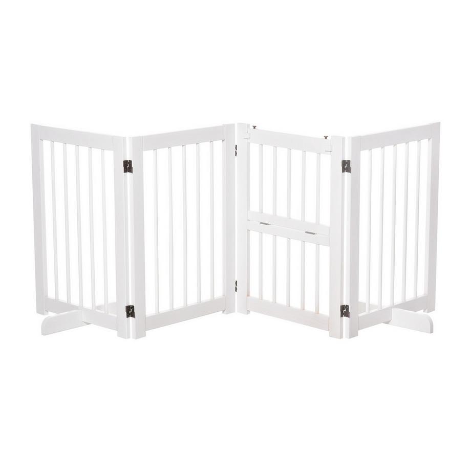 Northio  Hunde Absperrgitter Türschutzgitter 2 Stützfüße Klappbar Schutzgitter 4 Stück Kiefer Weiß 215X38X75Cm 