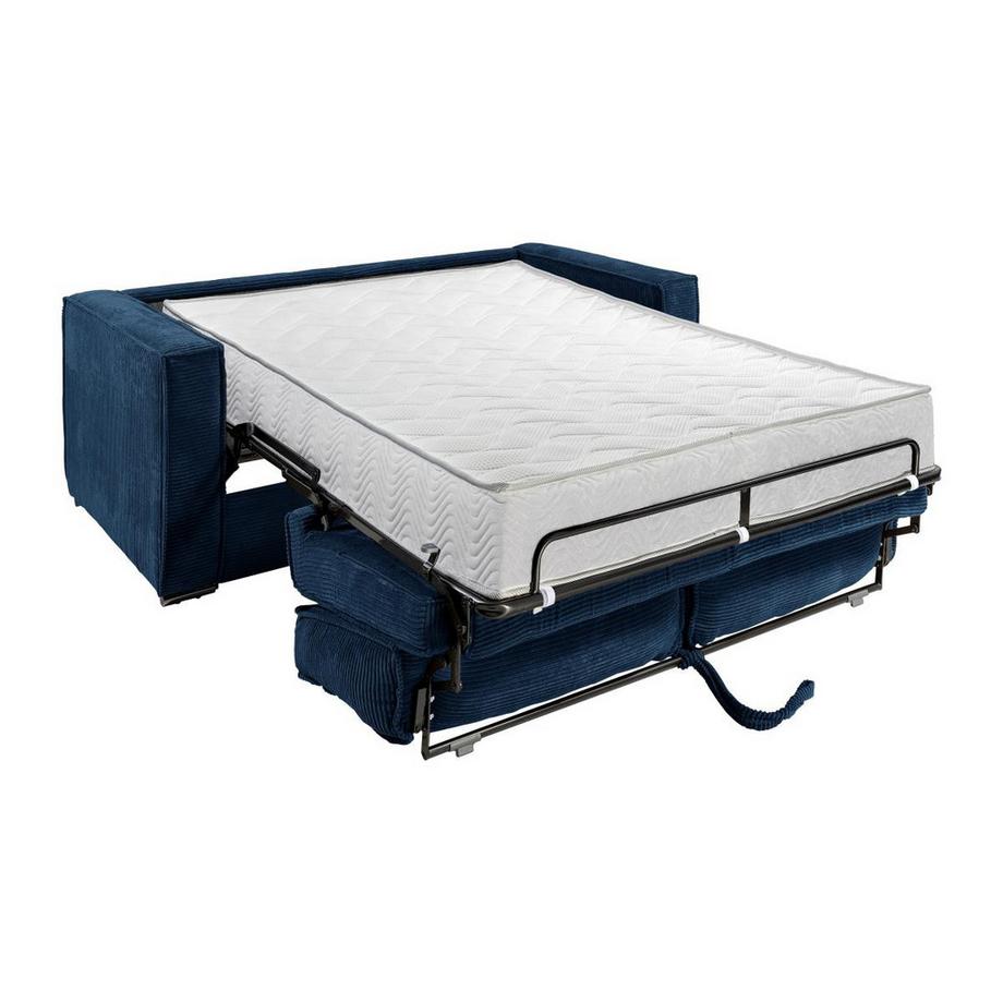 Vente-unique Schlafsofa mit Matratze 4-Sitzer - Cord - Blau - Liegefläche 160 cm - Matratze 22 cm - LORETO  