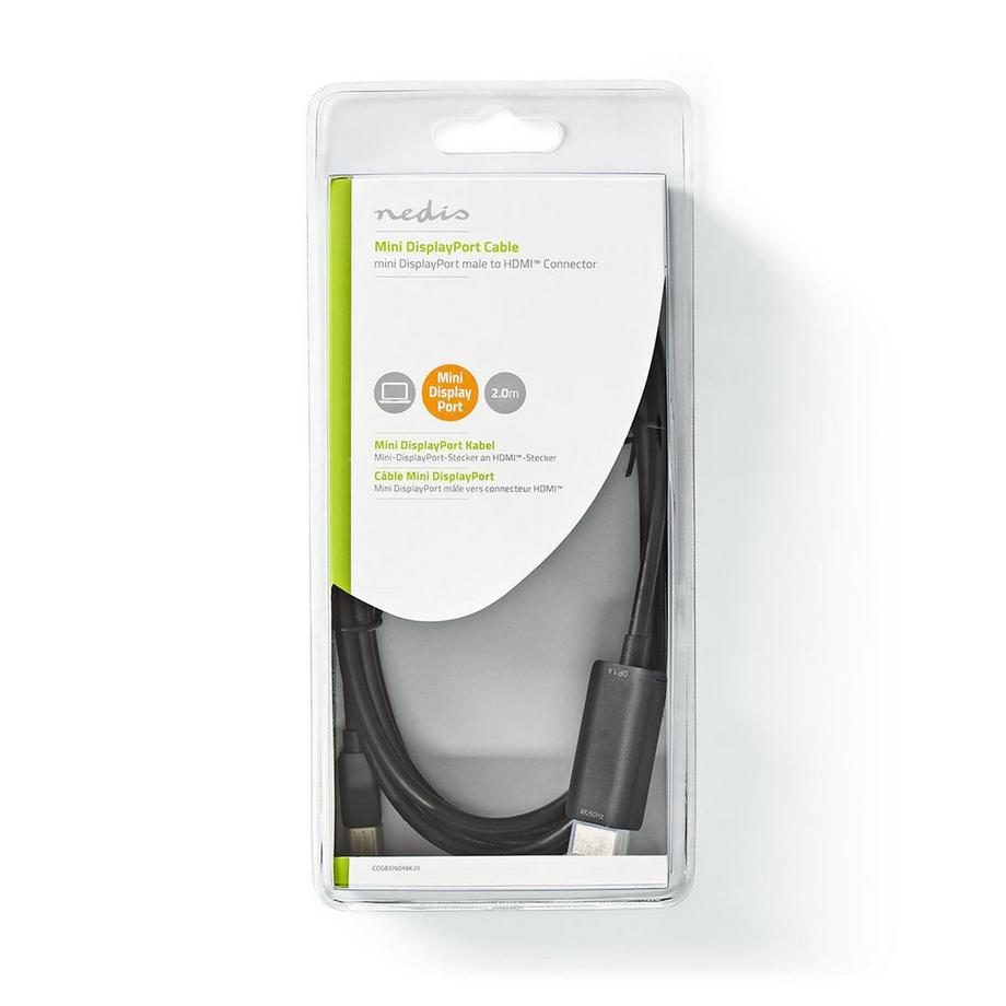 Nedis  Câble Mini Displayport | DisplayPort 1.4 | Mini DisplayPort Male | HDMI™ Connector | 48 Gbps | Nickelé | 2.00 m | Rond | PVC | Noir | Blister 