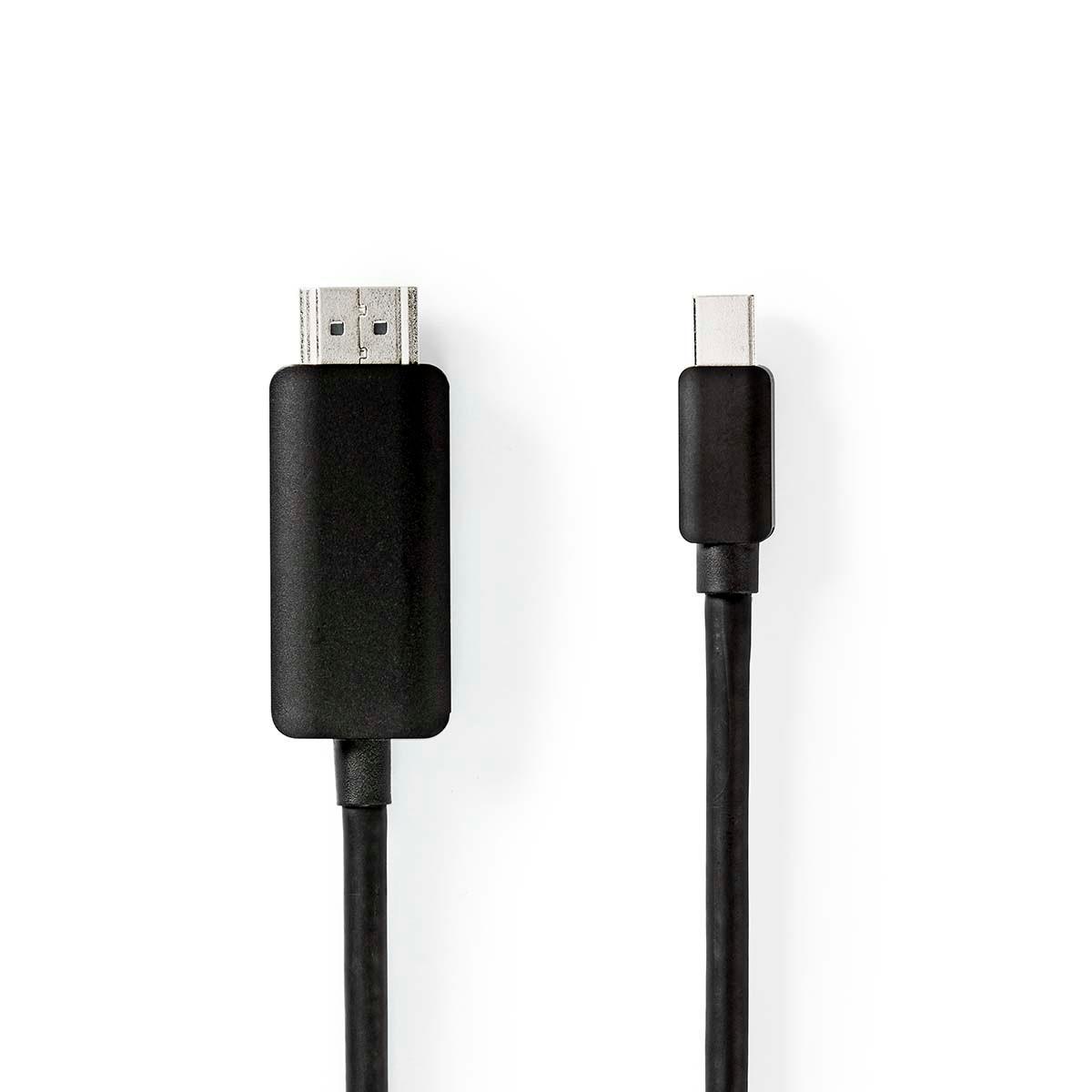 Image of Mini Displayport-Kabel | DisplayPort 1.4 | Mini DisplayPort-Stecker | HDMI™-Anschluss | 48 Gbit/s | Vernickelt | 2,00 m | Rund | PVC | Schwarz | Blister