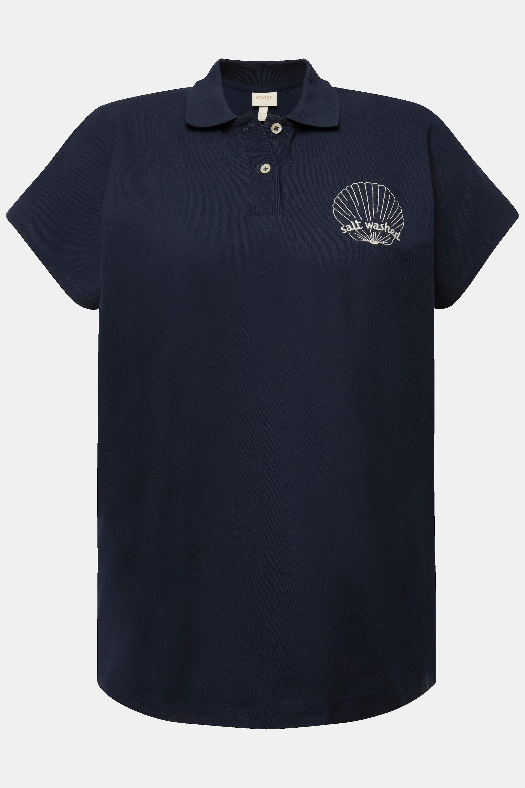 Ulla Popken  Poloshirt, Stickerei, Polokragen, Halbarm, Biobaumwolle 