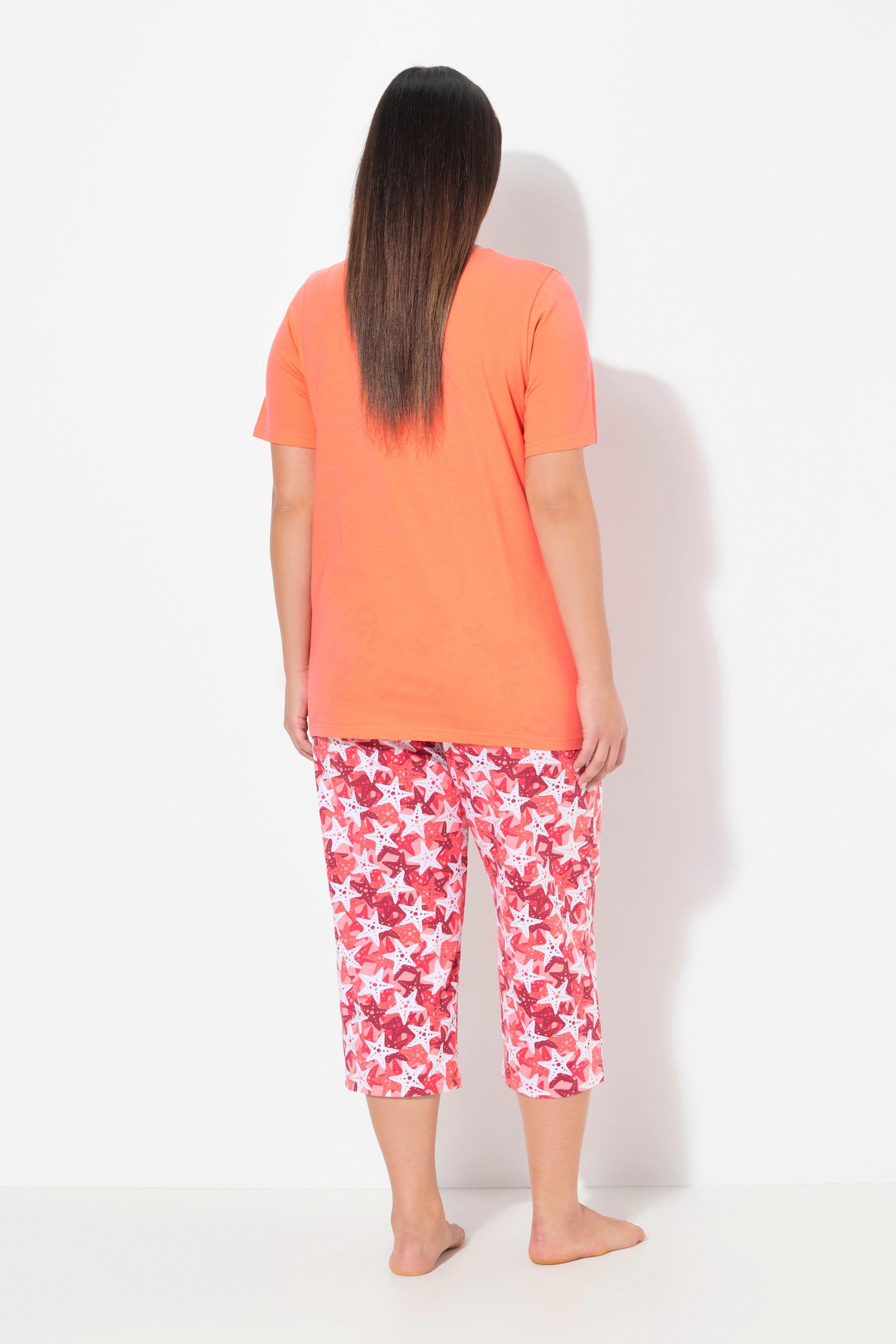 Ulla Popken Ensemble Pyjama Imprimé Étoile de Mer Col V Manches Courtes  