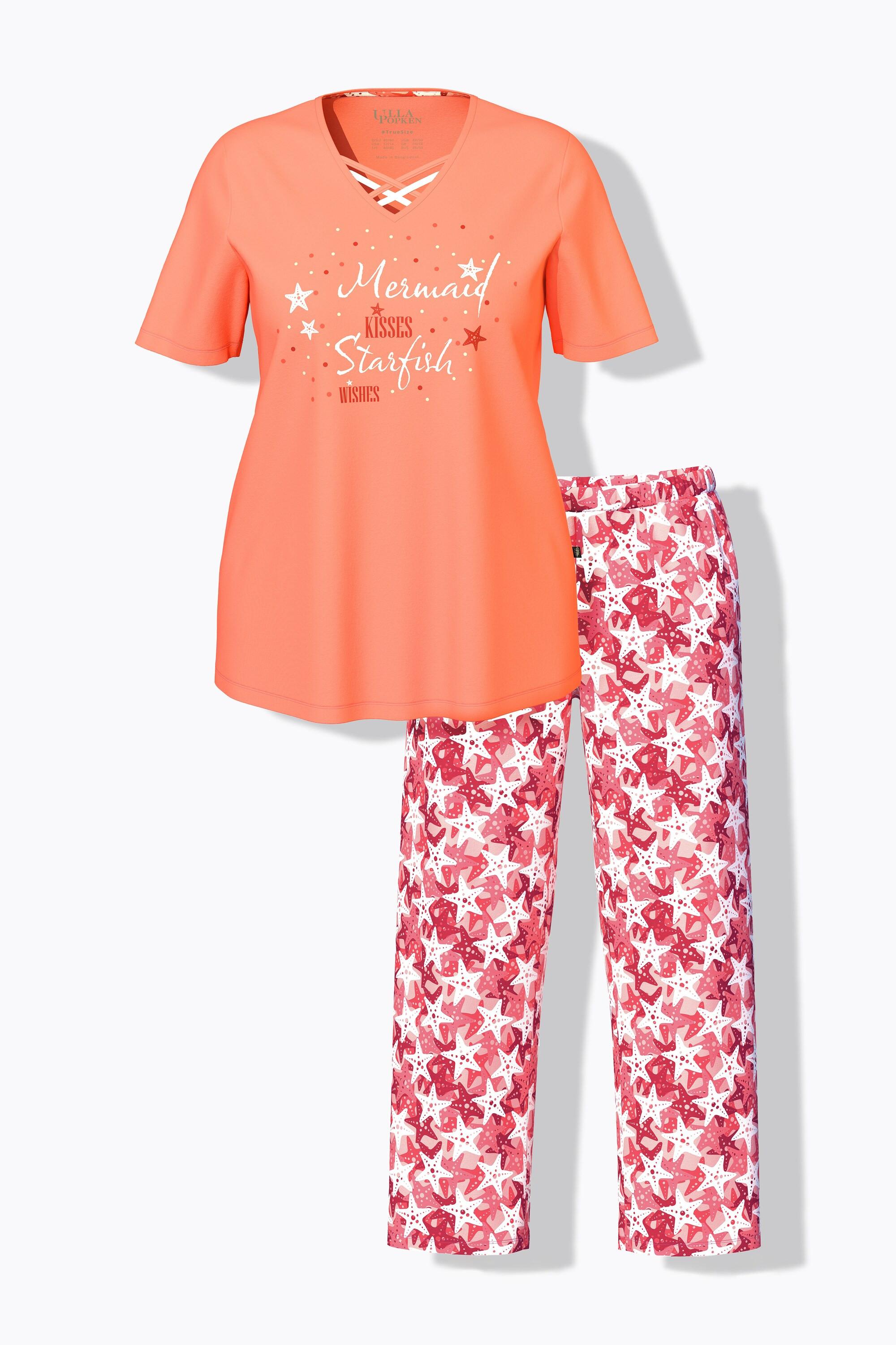 Ulla Popken Ensemble Pyjama Imprimé Étoile de Mer Col V Manches Courtes  