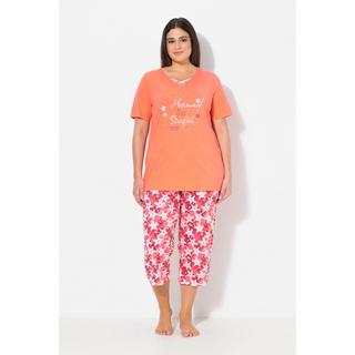 Ulla Popken Ensemble Pyjama Imprimé Étoile de Mer Col V Manches Courtes  