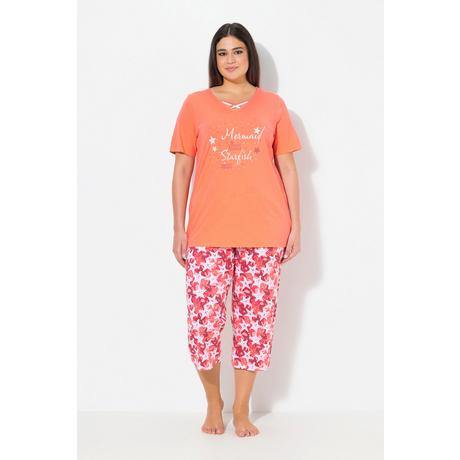 Ulla Popken Ensemble Pyjama Imprimé Étoile de Mer Col V Manches Courtes  