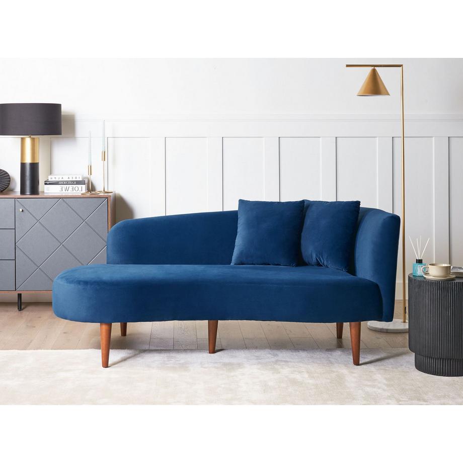 Beliani Chaise longue côté droit en Velours Moderne CHAUMONT  