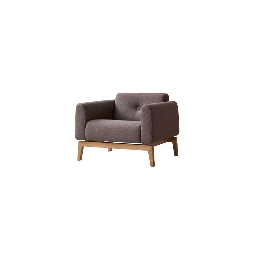 Fauteuil en chêne massif et tissu marron Bjorn