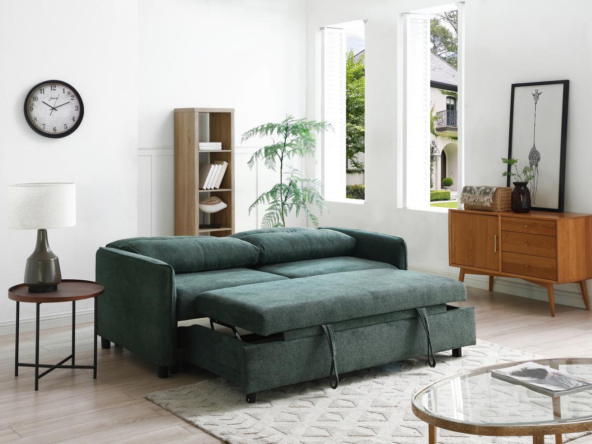 Vente-unique Sofa 3-Sitzer mit Schlaffunktion - Stoff - Grün - IPANEDA  