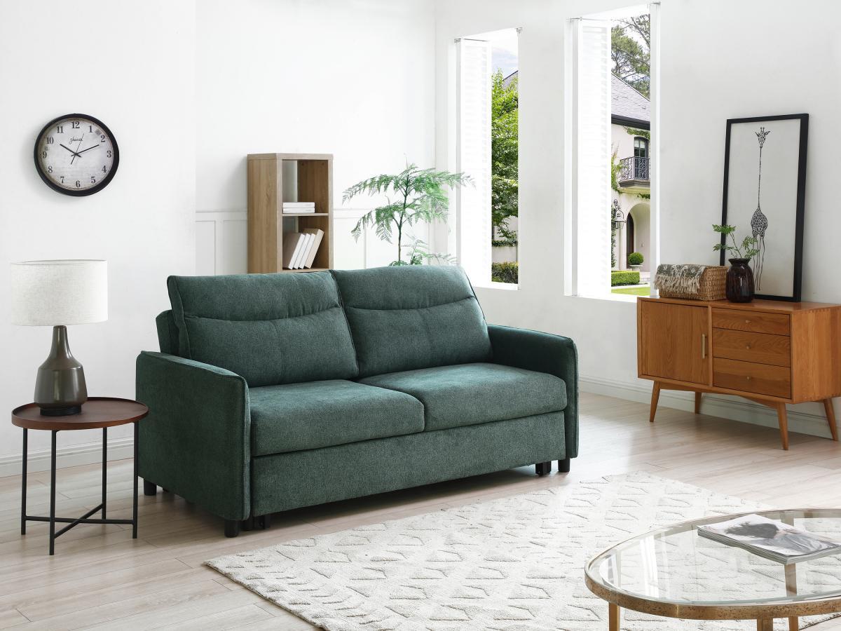 Vente-unique Sofa 3-Sitzer mit Schlaffunktion - Stoff - Grün - IPANEDA  