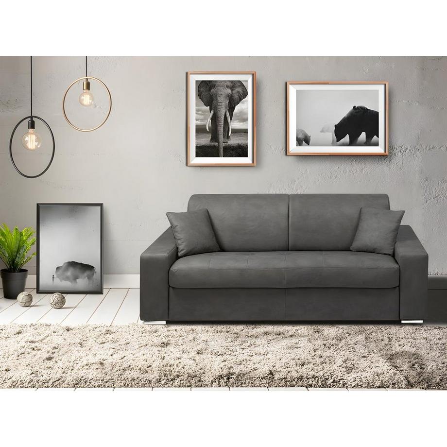 Vente-unique Schlafsofa 4Sitzer Stoff EMIR LiegeflächeMatratzen  