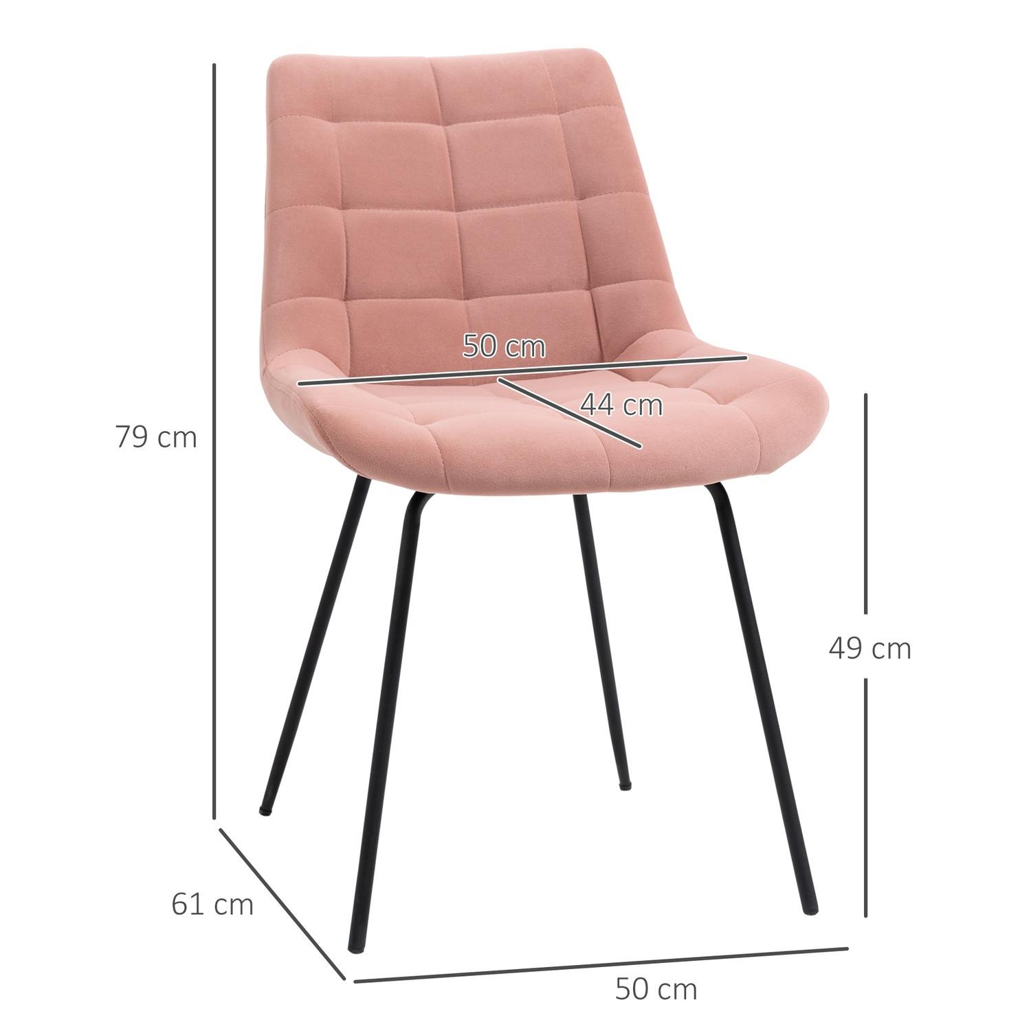 Northio Chaise De Salle À Manger Lot De 2 Chaises De Cuisine Avec Dossier, Revêtement En Velours Rose, Design Rétro, Pieds En Acier, Pour Salon  