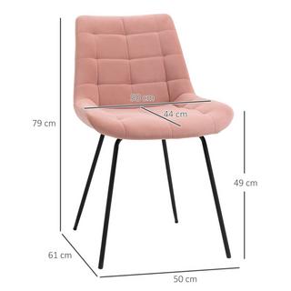 Northio Chaise De Salle À Manger Lot De 2 Chaises De Cuisine Avec Dossier, Revêtement En Velours Rose, Design Rétro, Pieds En Acier, Pour Salon  
