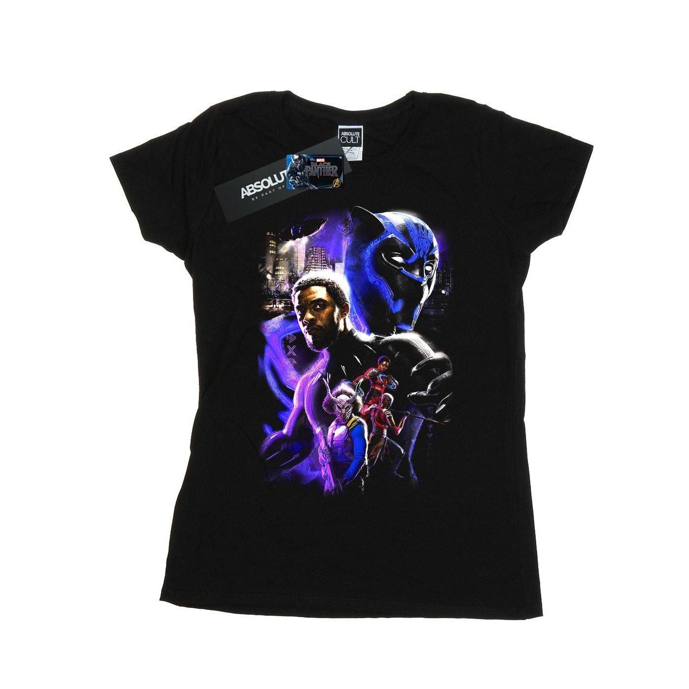 Image of Black Panther Character Montage Tshirt Damen Schwarz XL
