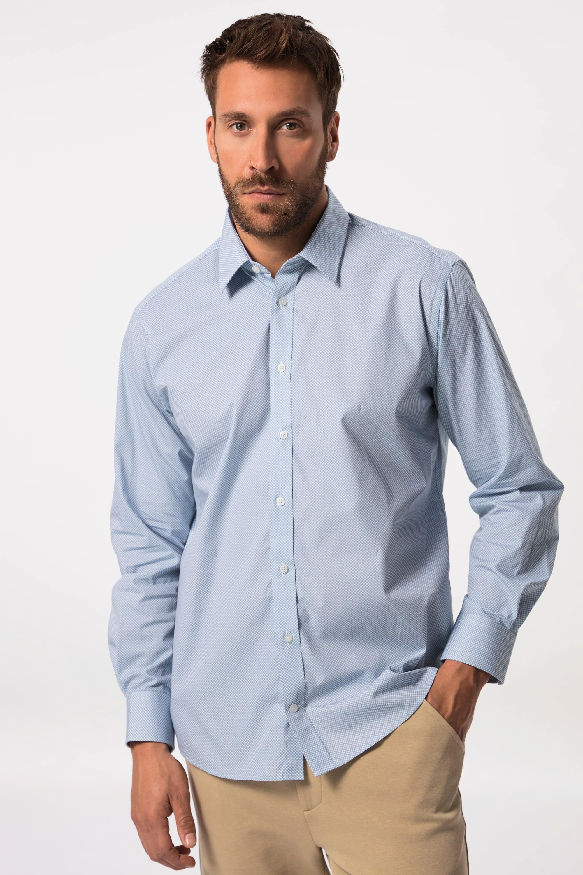 JP1880  Camicia dalla vestibilità comoda per l'ufficio con colletto ad apertura inglese, maniche lunghe e fantasia minimalista, fino alla tg. 8XL 