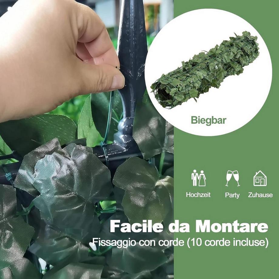 B2X Lierre artificiel brise-vue pour jardin, balcon, aspect feuille, protection contre le vent, 150 x 240 cm, vert  