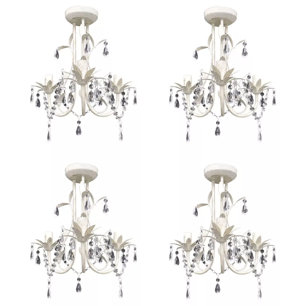 vidaXL Lustres suspendus à cristaux 4 pcs Blanc élégant