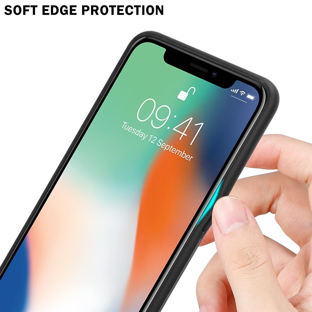 Cadorabo  Housse compatible avec Apple iPhone X / XS - Aspect rayé - Coque de protection en silicone TPU et dos en verre trempé 