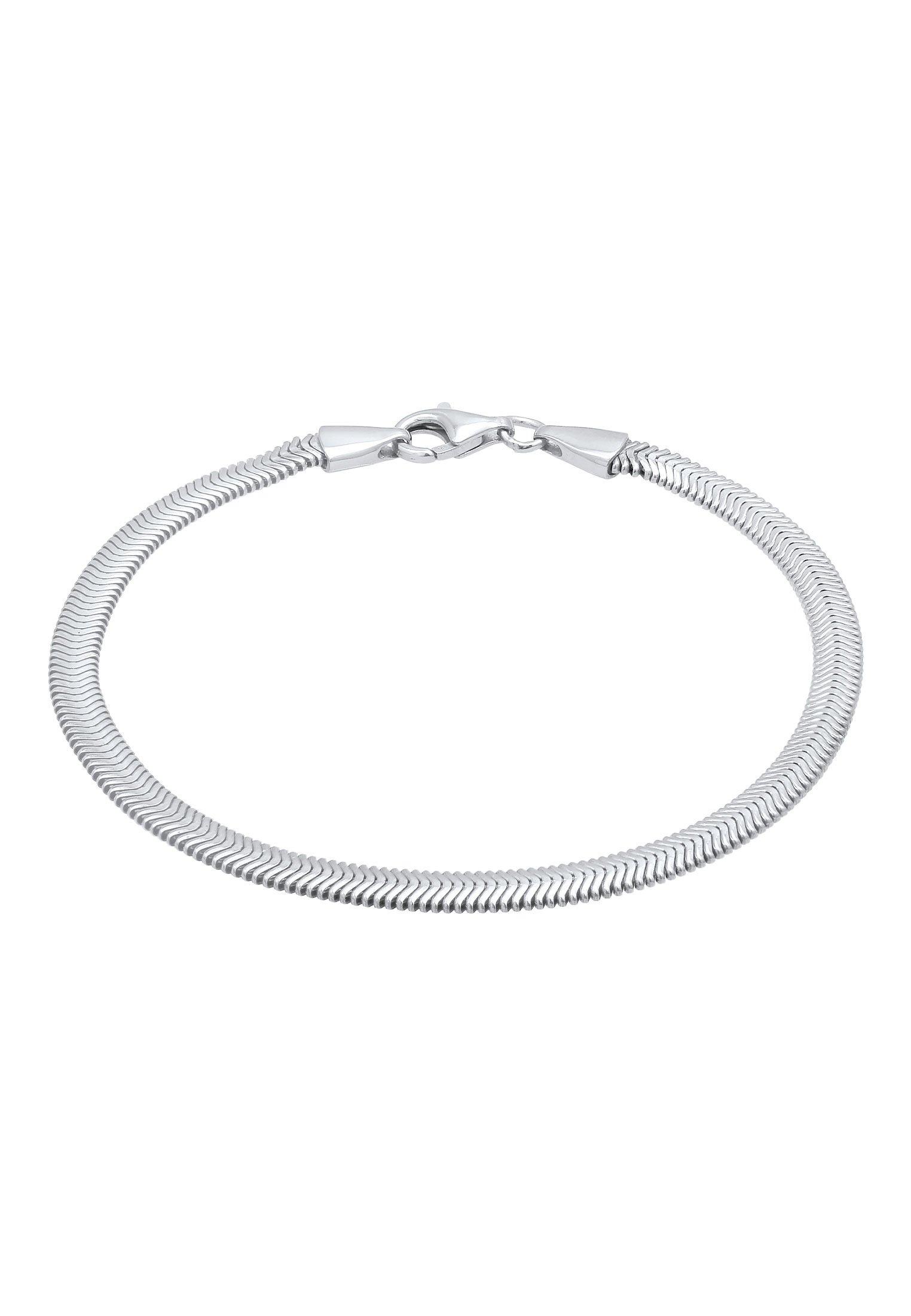 Image of Armband Flach Elegant Schlangenkette Fischgräte 925 Silber Damen Silber 19cm