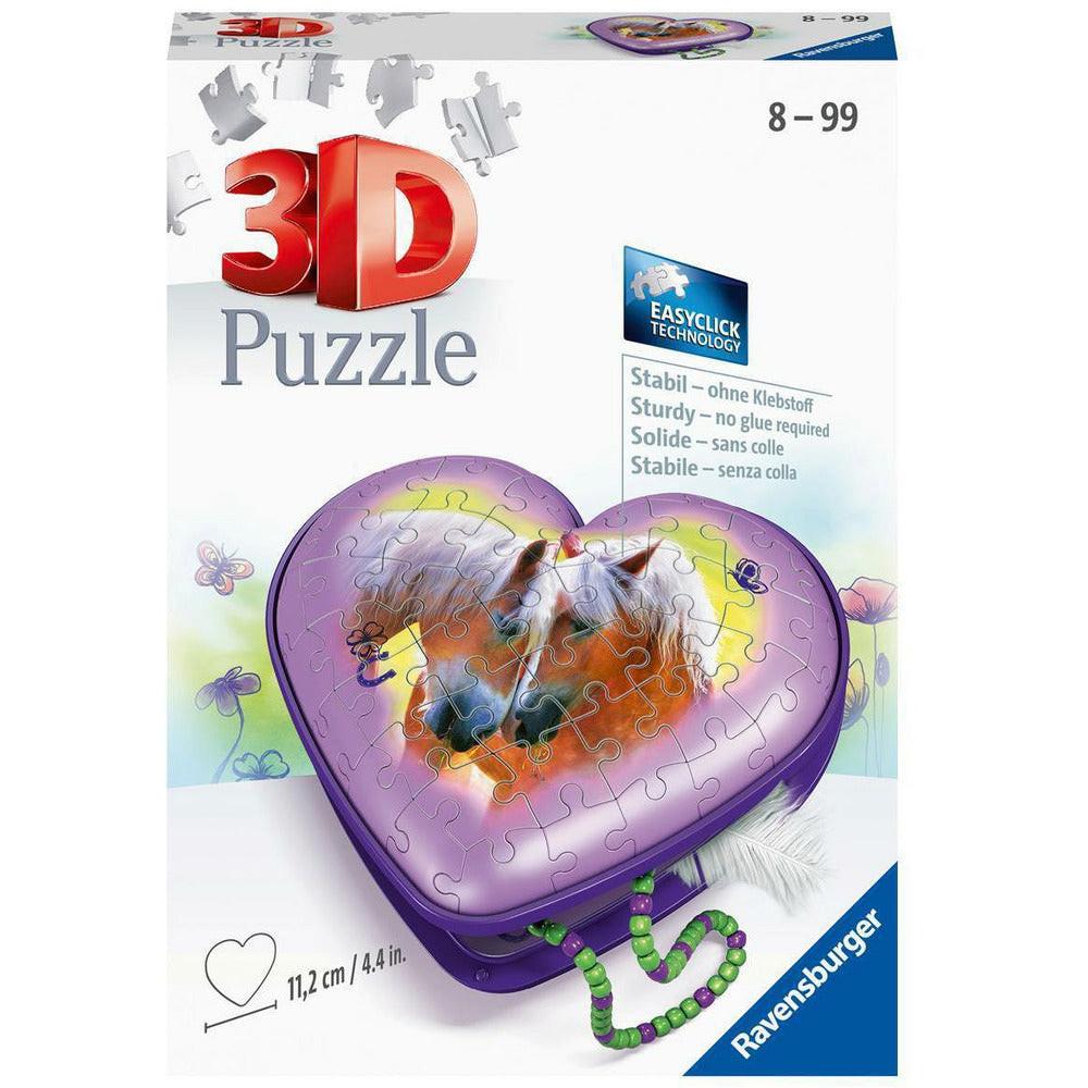 Image of 3D Puzzle Herzschatulle Pferde 54 Teile
