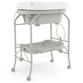 Northix  4 in 1 Klappbarer Wickeltisch mit Badewanne tragbare Wickelkommode mit Wickelauflage Hellgrau 