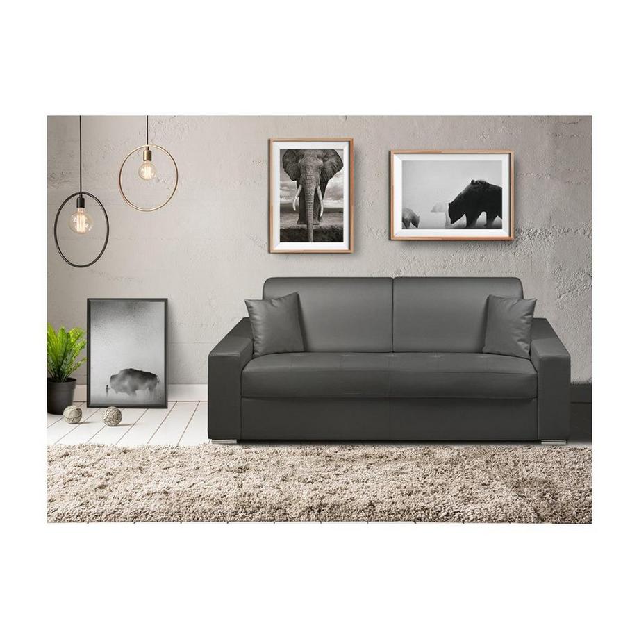 Vente-unique Schlafsofa 4Sitzer EMIR LiegeflächeMatratzen  