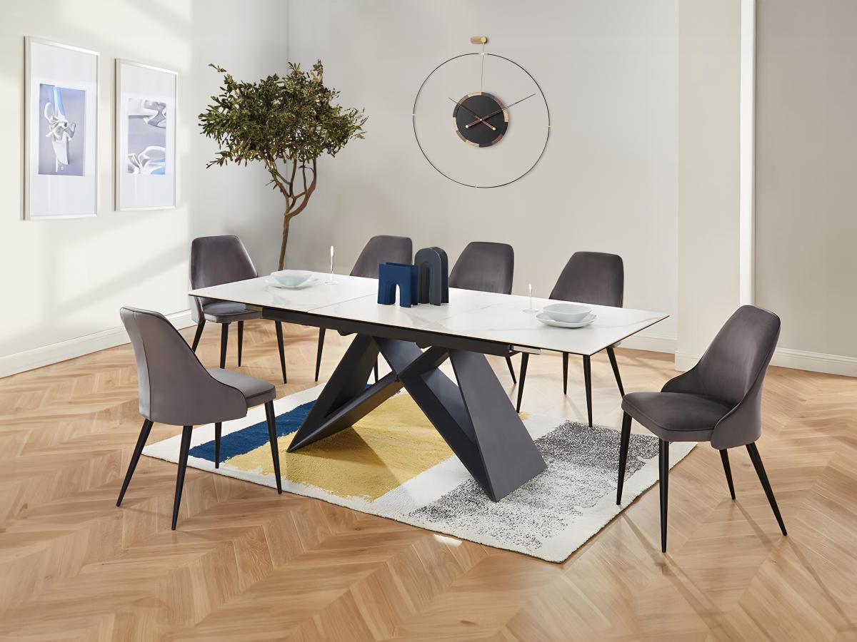 Vente-unique Table à  manger extensible LIBSY 6 à  8 cous Céramique Métal  