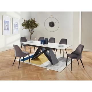 Vente-unique Table à  manger extensible LIBSY 6 à  8 cous Céramique Métal  