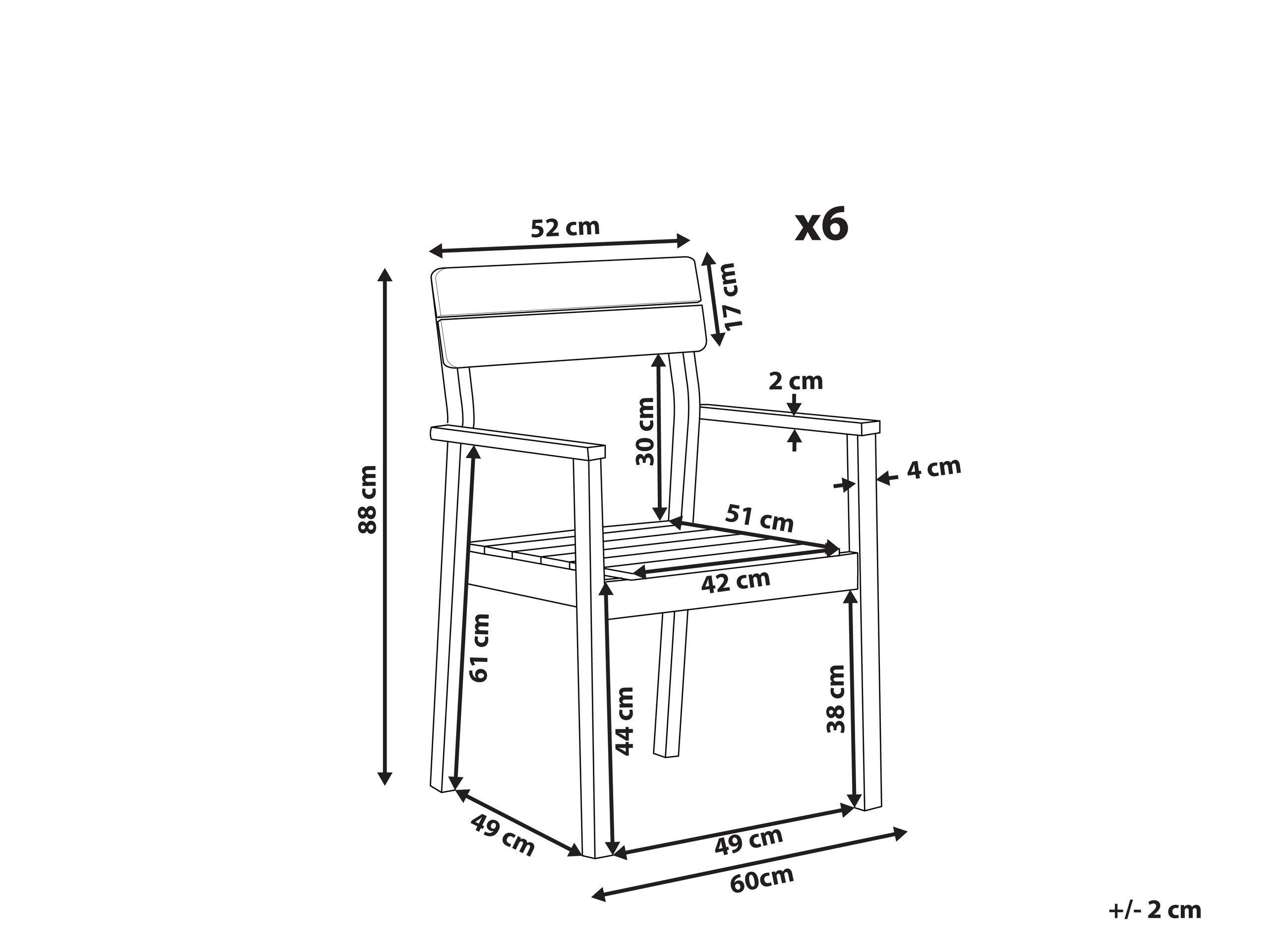 Beliani Set di 6 sedie en Legno d'acacia Classico FORNELLI  