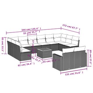 VidaXL Ensemble de canapés de jardin rotin synthétique  