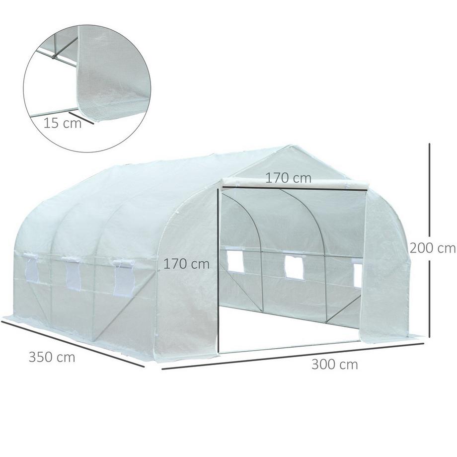 Northio Serra In Lamina 3,5X3X3M Protezione Uv Casetta Per Pomodori, Finestra In Rete, Antivento, Per Giardino E Balcone, Metallo, Bianco  