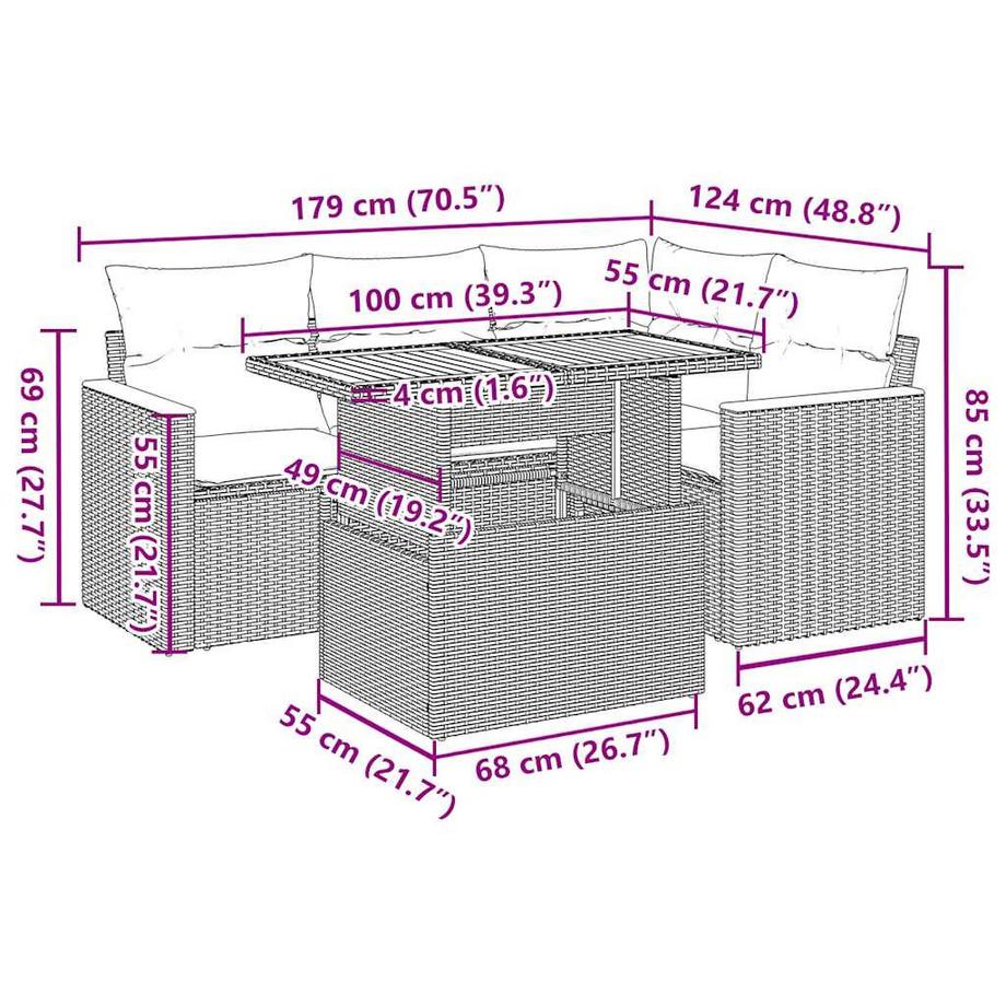 VidaXL set divano da giardino Polirattan  