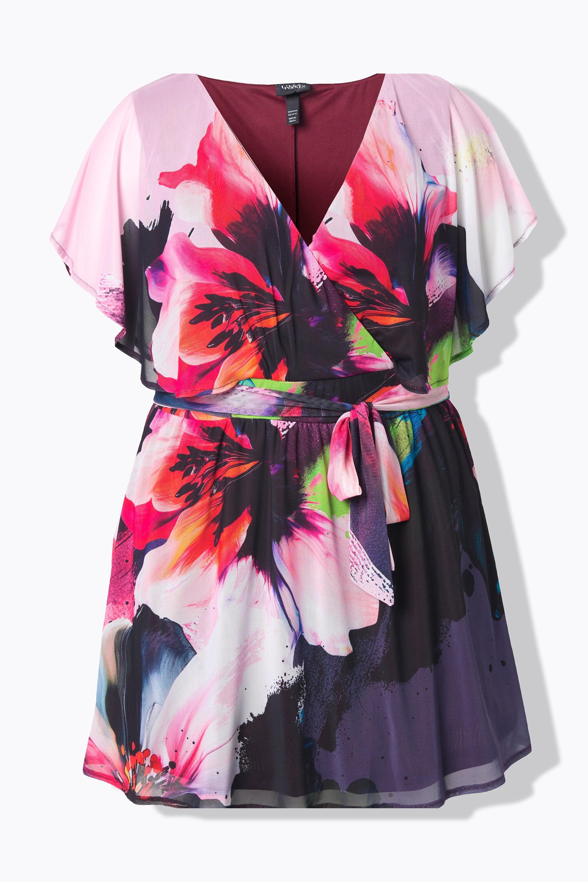 Ulla Popken Tunica Chiffon Mantella Mezze Maniche Ad Aletta  