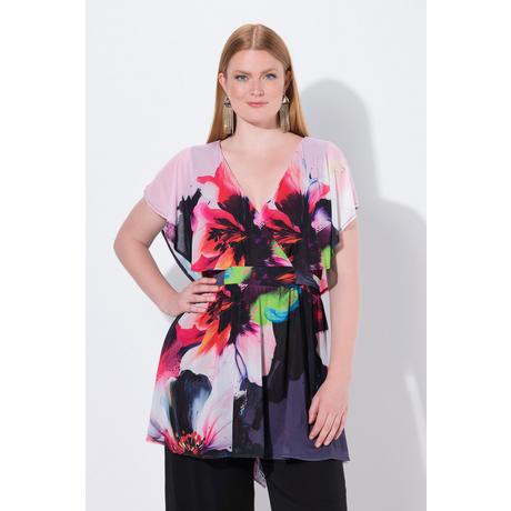 Ulla Popken Tunica Chiffon Mantella Mezze Maniche Ad Aletta  