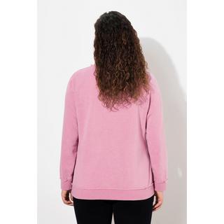 Ulla Popken Sweat-Pullover Schriftzug V-Ausschnitt Langarm  