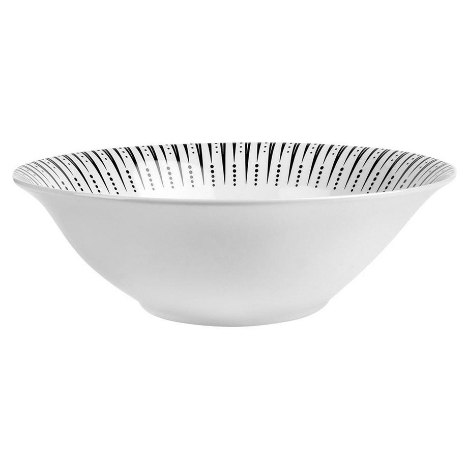 NAVA  Grand Bol 1,4L en Porcelaine Blanche Design Noir 