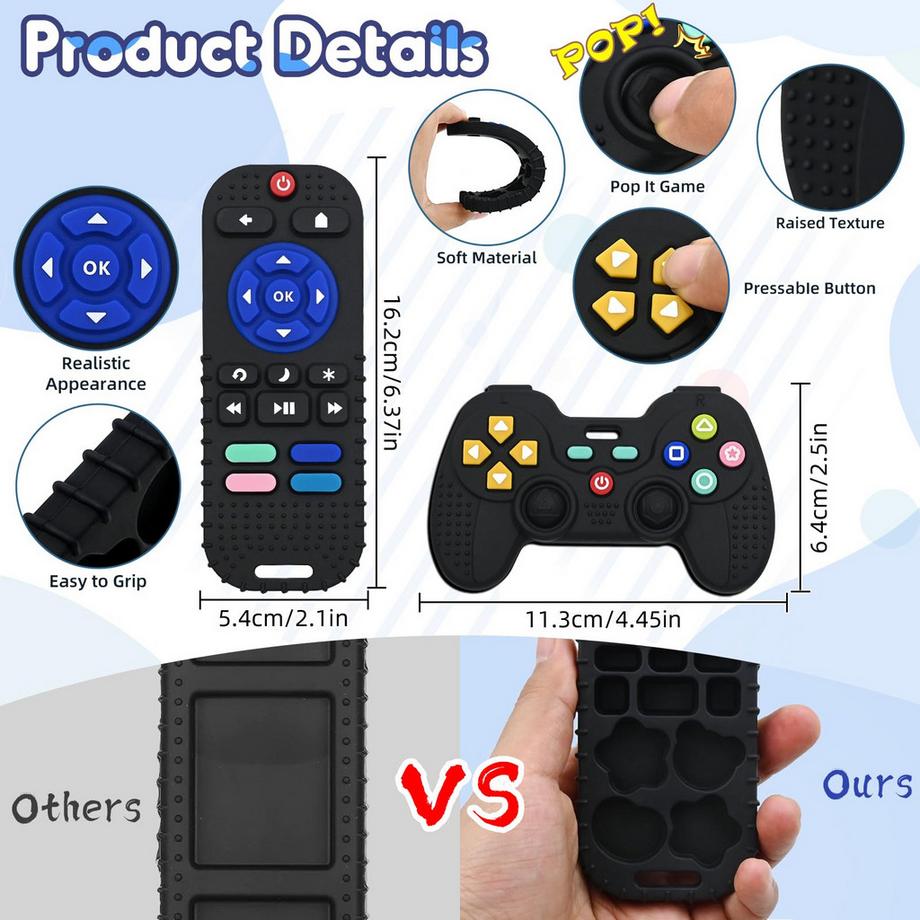 Activity-board  Beißring Baby Spielzeug Personalisiertes Geschenk, Silikon-Fernbedienung Beißhilfe Baby 