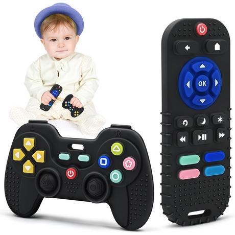 Activity-board  Beißring Baby Spielzeug Personalisiertes Geschenk, Silikon-Fernbedienung Beißhilfe Baby 