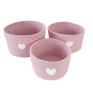 3-teiliges Aufbewahrungskorb Set Organizer mit Herzaufnäher