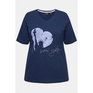 Ulla Popken  T-shirt classica con New York, scollo a V e mezze maniche 