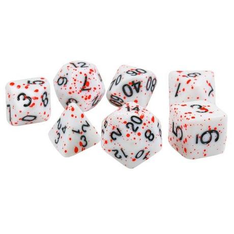 eStore  7x Dés pour Donjons & Dragons (DnD) - Blanc/Rouge 