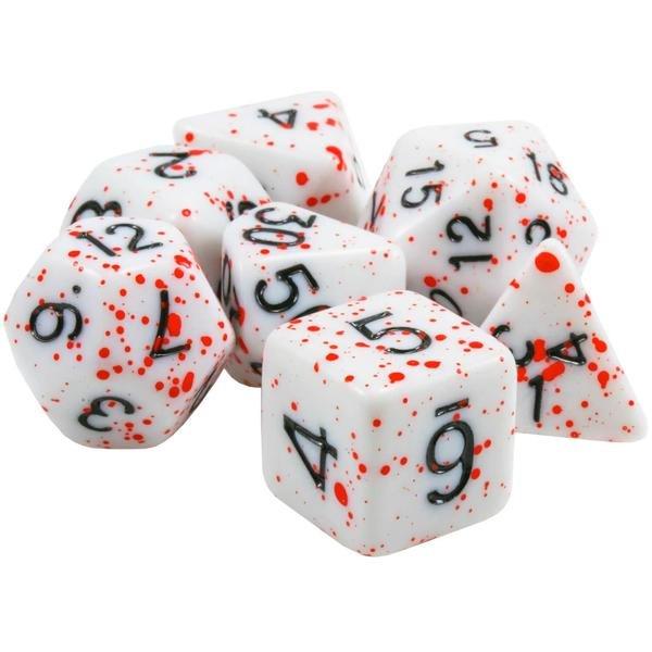 eStore  7x Dés pour Donjons & Dragons (DnD) - Blanc/Rouge 