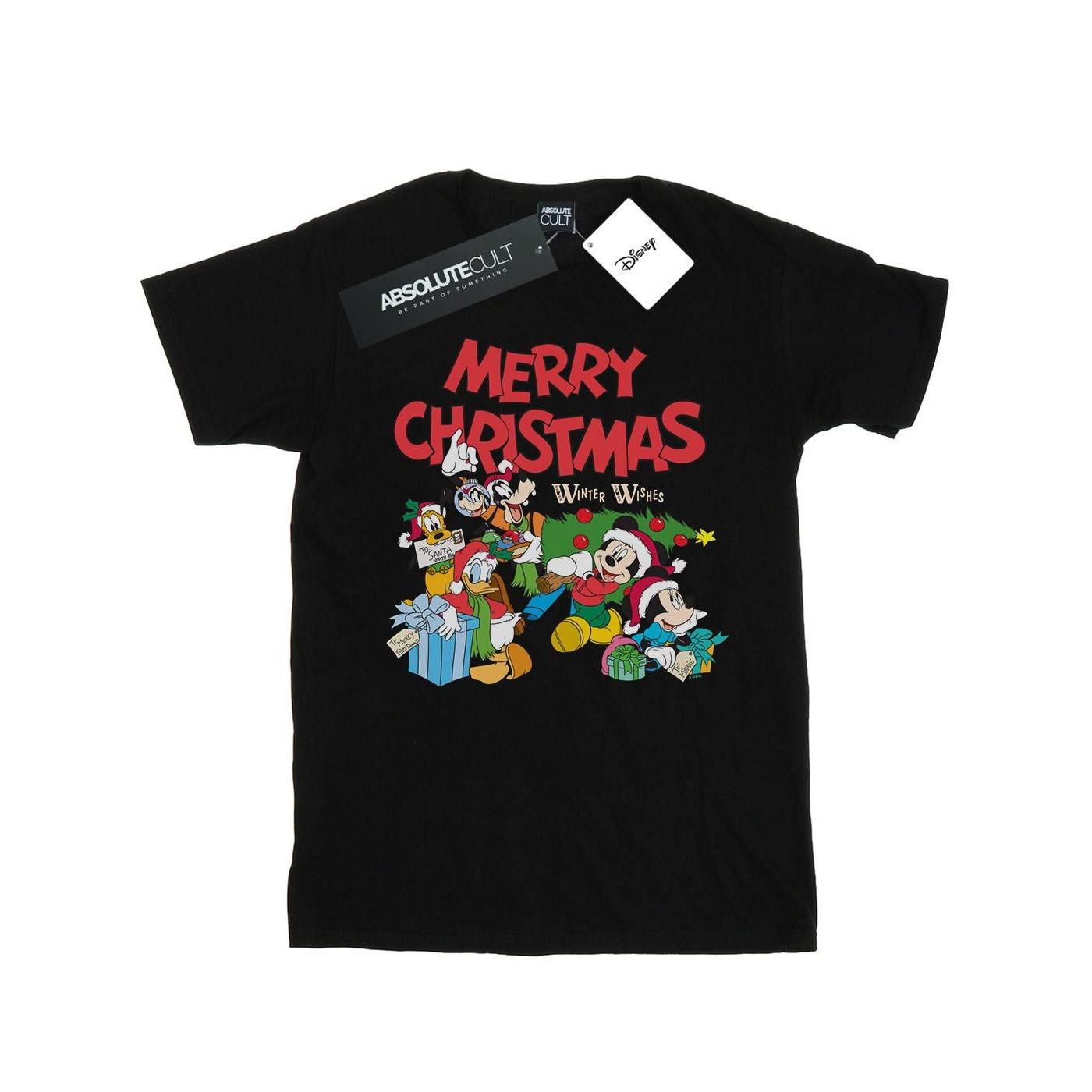Image of Mickey And Friends Winter Wishes Tshirt Damen Schwarz 3XL
