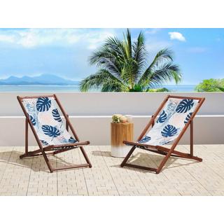 Beliani Lot de 2 chiliennes pliantes en Tissu Moderne ANZIO  