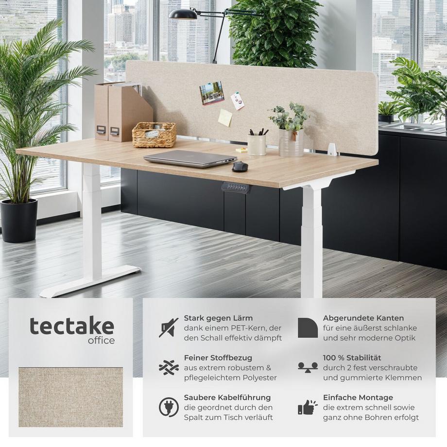 Tectake  Schreibtisch Trennwand Noisy in 2 Größen mit schallabsorbierendem PET-Kern 