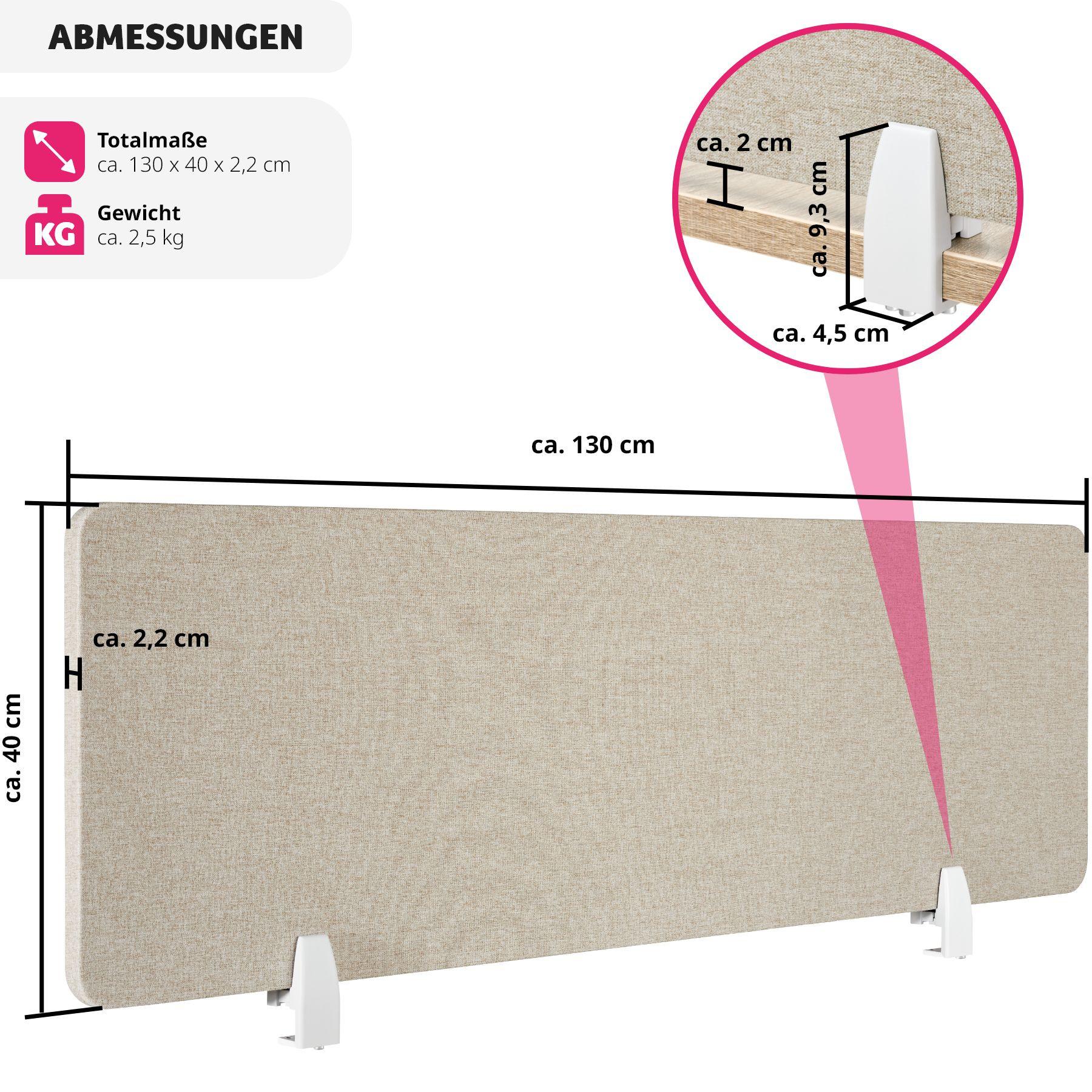 Tectake  Cloison de bureau Noisy avec coins arrondis 