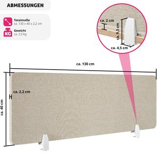 Tectake  Cloison de bureau Noisy avec coins arrondis 