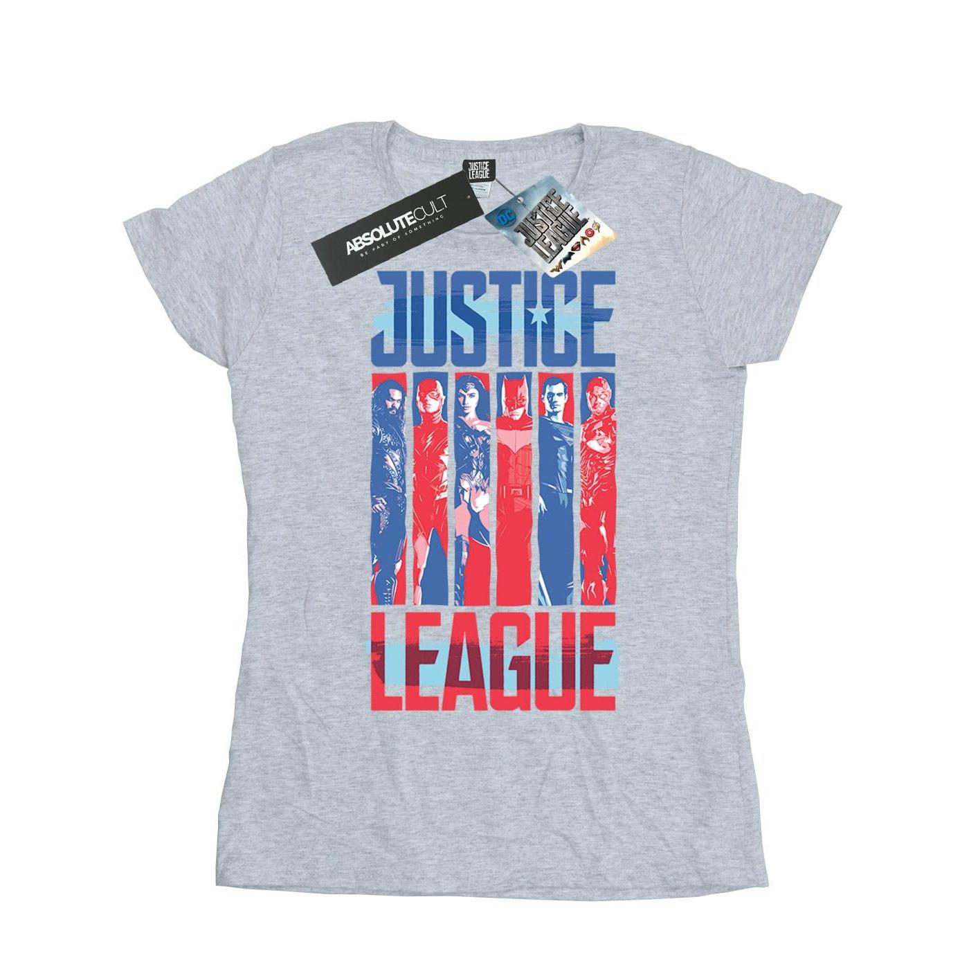 Image of Justice League Movie Team Flag Tshirt Damen Grau S