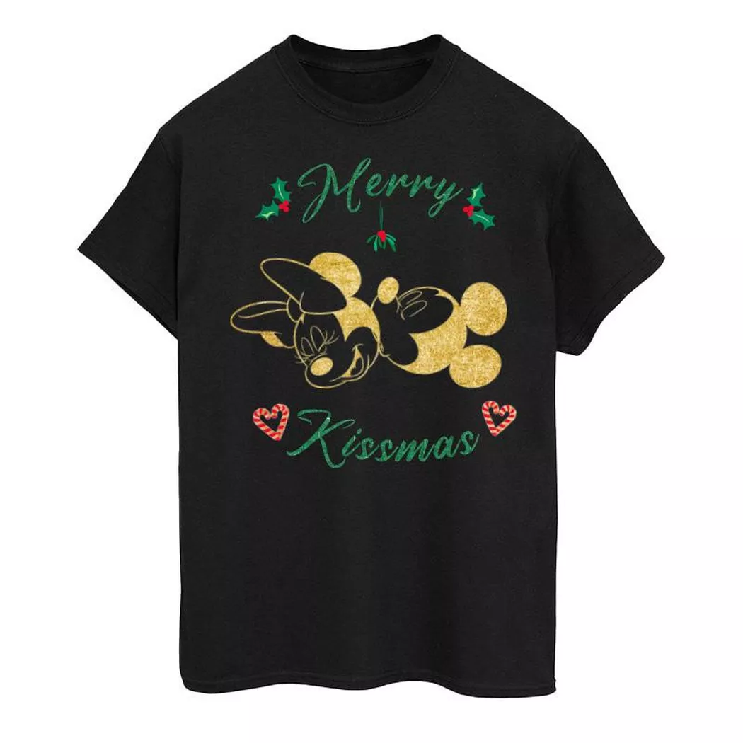 Disney - Merry Kissmas TShirt, für Damen, Schwarz, Größe XL