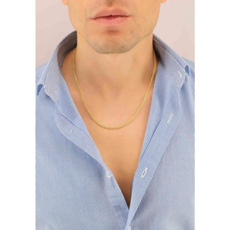 MUAU Schmuck  Collier rond d'forçat en or jaune 750, 2,7mm, 40cm 